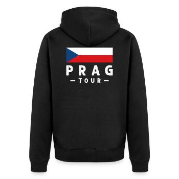 prag tour - Unisex Premium Bio Zip Hoodie - Schwarz - Hinten - Nico (187cm)