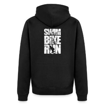 Triathlon radfahren triathlet bike schwimmen - Unisex Premium Bio Zip Hoodie - Schwarz - Hinten - Nico (187cm)