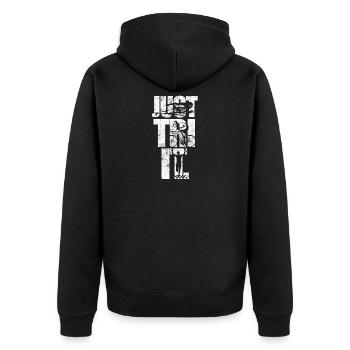 Triathlon triathlete - Unisex Premium Organic Zip Hoodie - black - Back - Nico (187cm)