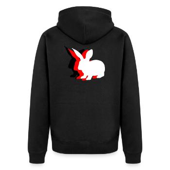 Rabbit Rabbit Rabbit Antifa - Unisex Premium Organic Zip Hoodie - black - Back - Nico (187cm)