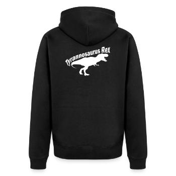 Tyrannosaurus Rex, Dinosaurier, Dino, Geschenk - Unisex Premium Bio Zip Hoodie - Schwarz - Hinten - Nico (187cm)