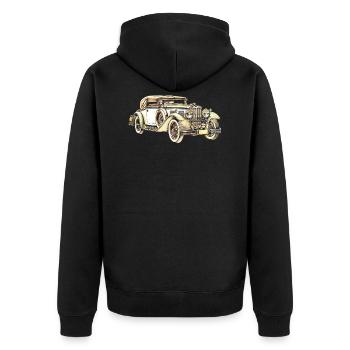 Oldtimer Auto retro - Unisex Premium Bio Zip Hoodie - Schwarz - Hinten - Nico (187cm)