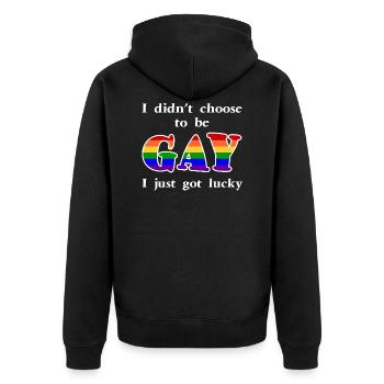 lucky1 1 - Veste à capuche bio Premium Unisexe - noir - Dos - Nico (187cm)