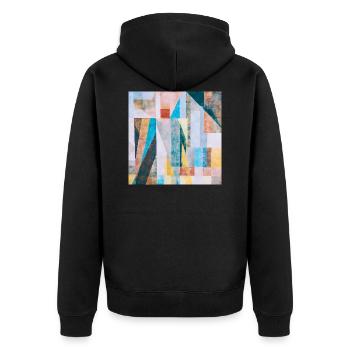 Aquarelle de géométrie abstraite - Veste à capuche bio Premium Unisexe - noir - Dos - Nico (187cm)