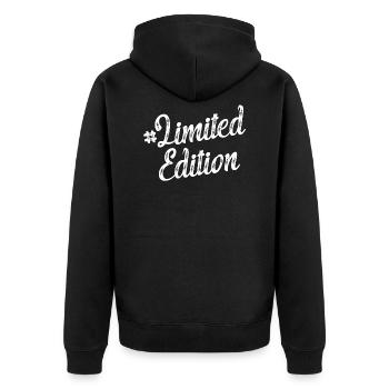 limited edition - Unisex Premium Organic Zip Hoodie - black - Back - Nico (187cm)