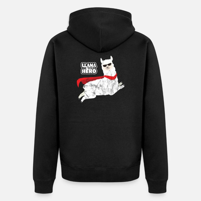 Super Lama - Unisex Premium Bio Zip Hoodie - Schwarz