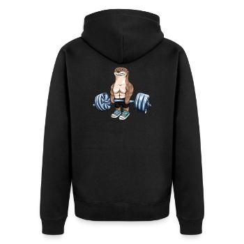 Otter Gewicht heben Geschenk Gym Fitness Männer - Unisex Premium Bio Zip Hoodie - Schwarz - Hinten - Nico (187cm)