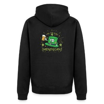 St Patricks Day Irland Party Shamrock Kleeblatt - Unisex Premium Bio Zip Hoodie - Schwarz - Hinten - Nico (187cm)