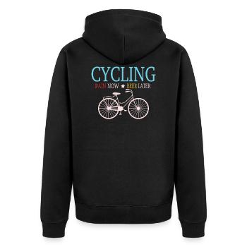 Fahrrad - Unisex Premium Bio Zip Hoodie - Schwarz - Hinten - Nico (187cm)