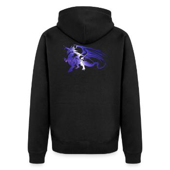 Lightning Blitz Dragon - Unisex Premium Bio Zip Hoodie - Schwarz - Hinten - Nico (187cm)