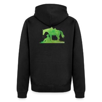 Cadeau d'équitation cheval d'équitation western - Veste à capuche bio Premium Unisexe - noir - Dos - Nico (187cm)