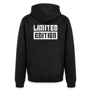 limited edition - Unisex Premium Organic Zip Hoodie - black - Back - Nico (187cm)