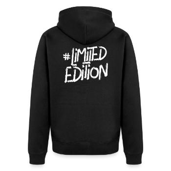 limited edition hashtag - Unisex Premium Organic Zip Hoodie - black - Back - Nico (187cm)