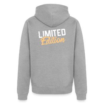 limited edition - Veste à capuche bio Premium Unisexe - gris chiné - Dos - Nico (187cm)