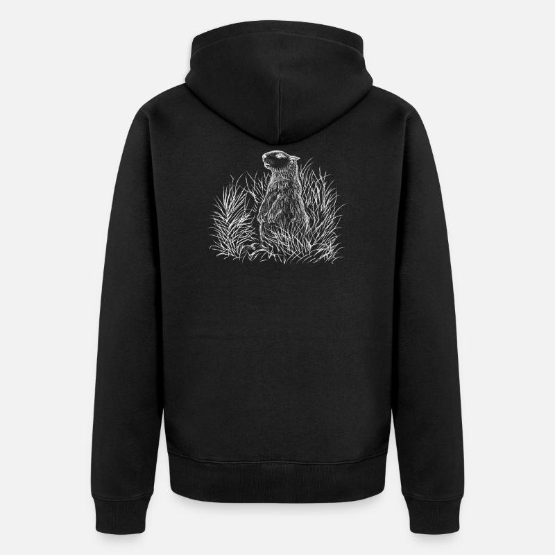 Marmotte dans les Alpes - Veste à capuche bio Premium Unisexe - noir