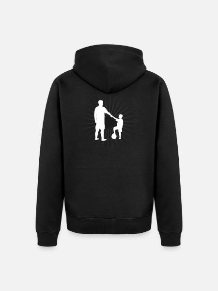 Far søn sammen fodbold barn gave - Premium økologisk unisex-hættejakke - sort