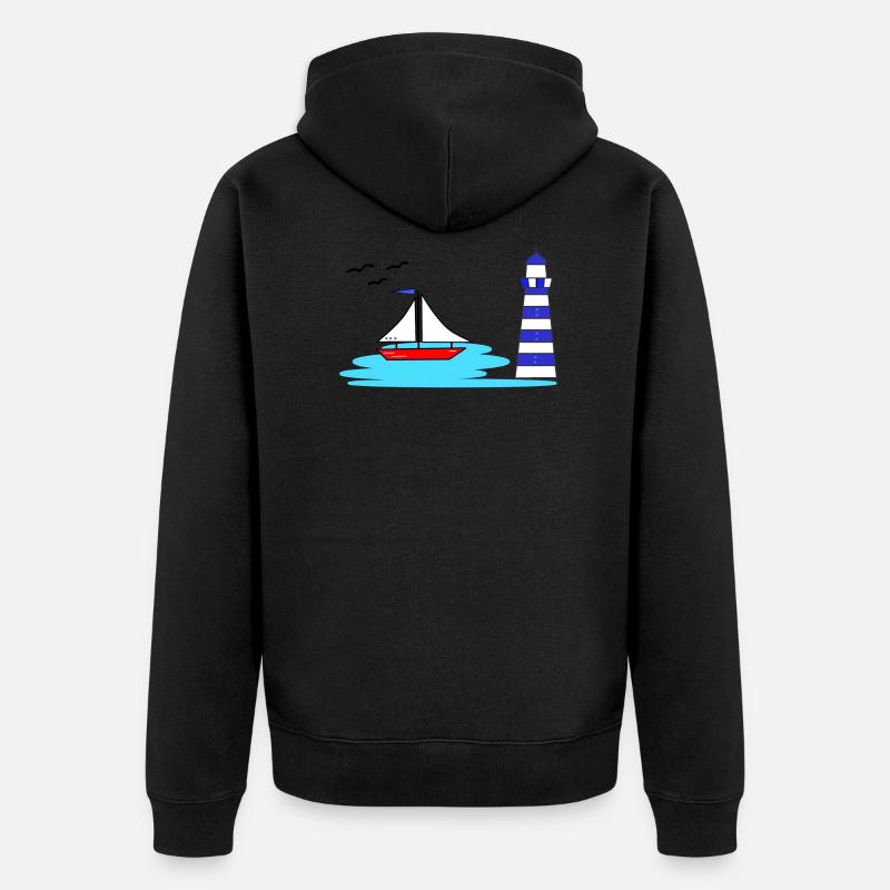 Leuchtturm boot - Unisex Premium Bio Zip Hoodie - Schwarz