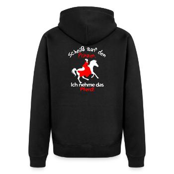 Reiten Prinz - Unisex Premium Bio Zip Hoodie - Schwarz - Hinten - Nico (187cm)