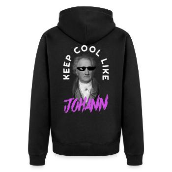 Bleib cool wie Johann Wolfgang Goethe Dichter - Unisex Premium Bio Zip Hoodie - Schwarz - Hinten - Nico (187cm)
