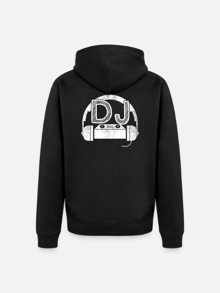 DJ Mischpult mit Kopfhörern - Unisex Premium Bio Zip Hoodie - Schwarz