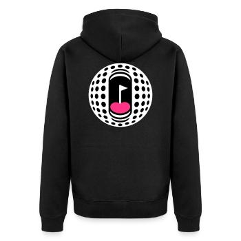Golfball-Süchtigen - Unisex Premium Bio Zip Hoodie - Schwarz - Hinten - Nico (187cm)