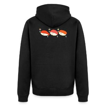 Sushi pirates - Unisex Premium Organic Zip Hoodie - black - Back - Nico (187cm)