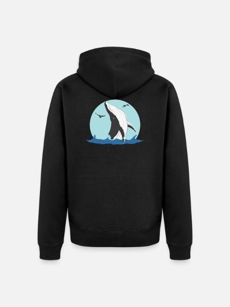 blue whale - Unisex Premium Organic Zip Hoodie - black
