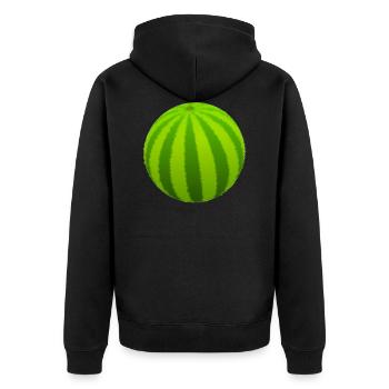 Melone - Unisex Premium Bio Zip Hoodie - Schwarz - Hinten - Nico (187cm)