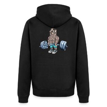 Faultier Training Gewicht Sommer Strand Geschenk - Unisex Premium Bio Zip Hoodie - Schwarz - Hinten - Nico (187cm)