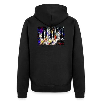 Touches de piano et modèle de partition musicale wsstd - Veste à capuche bio Premium Unisexe - noir - Dos - Nico (187cm)