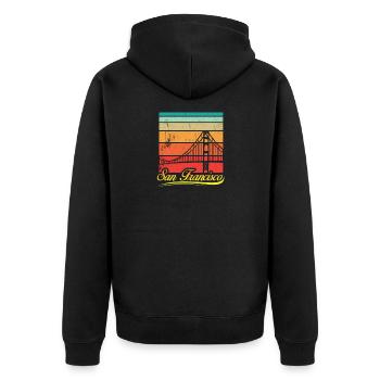 San Francisco - Unisex Premium Bio Zip Hoodie - Schwarz - Hinten - Nico (187cm)