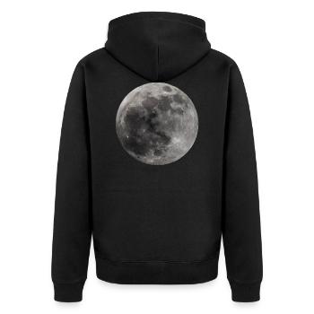 Mond - Unisex Premium Bio Zip Hoodie - Schwarz - Hinten - Nico (187cm)