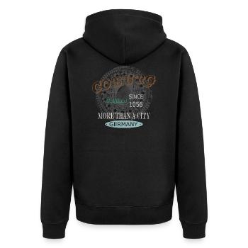 Authentic Coburg tuerkis best for black - Unisex Premium Organic Zip Hoodie - black - Back - Nico (187cm)