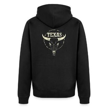 Texas Bull USA - Unisex Premium Organic Zip Hoodie - black - Back - Nico (187cm)