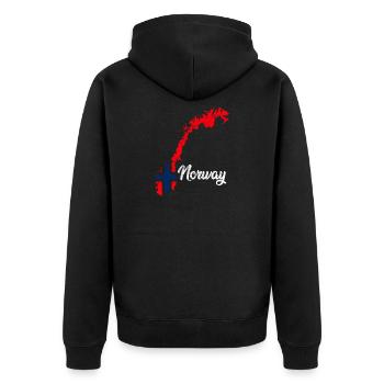 Norway - Unisex Premium Organic Zip Hoodie - black - Back - Nico (187cm)