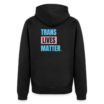 Transgender design - Unisex Premium Organic Zip Hoodie - black - Back - Nico (187cm)