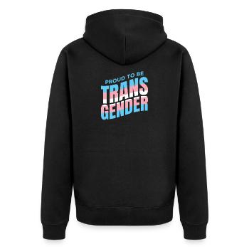 Proud to be a transgender! - Unisex Premium Bio Zip Hoodie - Schwarz - Hinten - Nico (187cm)