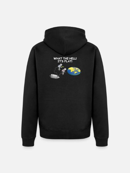 To zabawna koszulka „Flat Meme Flat Earth Society” - Ekologiczna rozpinana bluza z kapturem Premium unisex - czarny