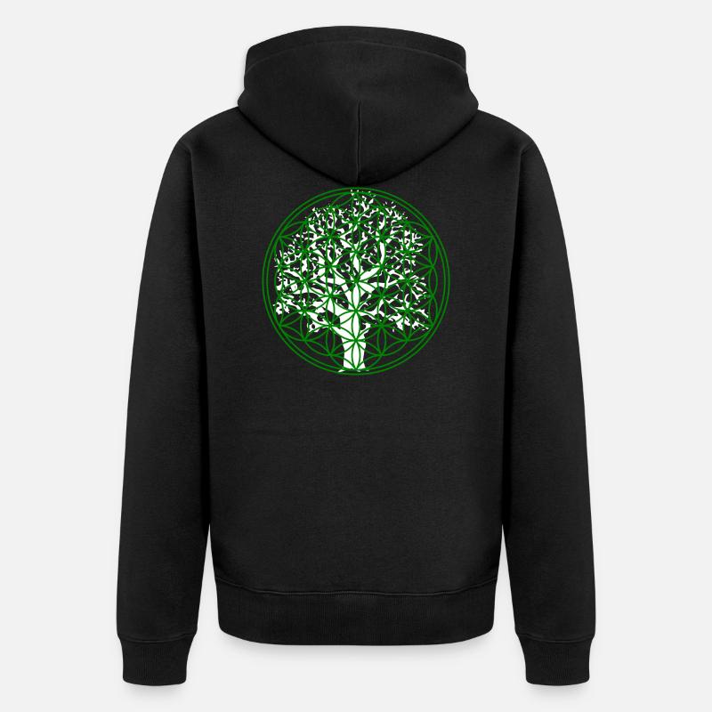 Fleur de vie avec arbre - Veste à capuche bio Premium Unisexe - noir