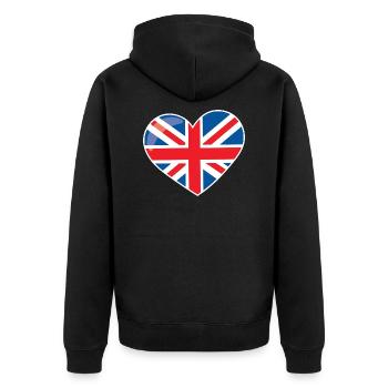 LONDON - Unisex Premium Bio Zip Hoodie - Schwarz - Hinten - Nico (187cm)