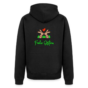 2 liebende hasen Frohe Ostern - Unisex Premium Bio Zip Hoodie - Schwarz - Hinten - Nico (187cm)