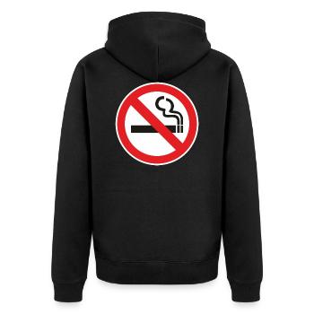 Smoking prohibited | NO SMOKING | T0008 - Unisex Premium Organic Zip Hoodie - black - Back - Nico (187cm)