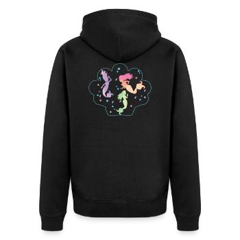 Seashell with dancing mermaids - Unisex Premium Organic Zip Hoodie - black - Back - Nico (187cm)
