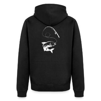 Fischen Angeln Fisch Symbol - Unisex Premium Bio Zip Hoodie - Schwarz - Hinten - Nico (187cm)