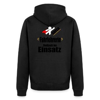 Fahrlehrerin Fahrschule Fahrlehrer Führerschein - Unisex Premium Bio Zip Hoodie - Schwarz - Hinten - Nico (187cm)