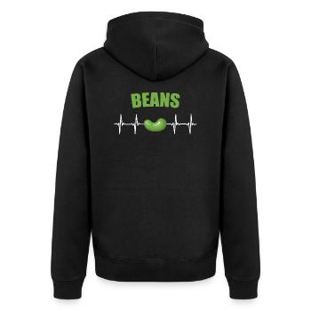 Bohnen - Unisex Premium Bio Zip Hoodie - Schwarz - Hinten - Nico (187cm)
