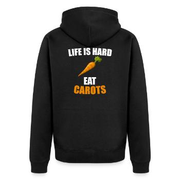 carrot - Unisex Premium Organic Zip Hoodie - black - Back - Nico (187cm)