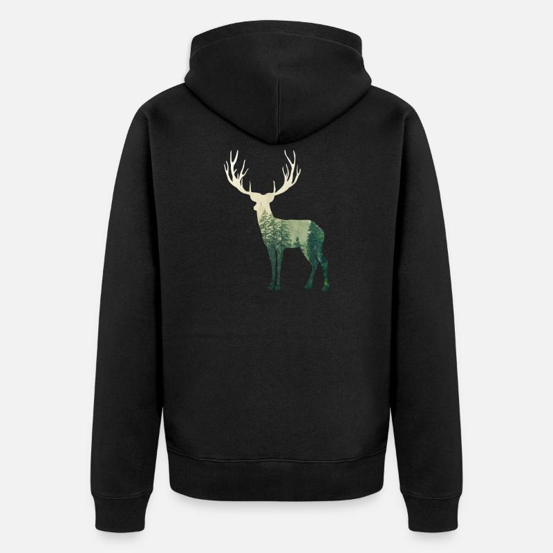 Hirsch Wald - Unisex Premium Bio Zip Hoodie - Schwarz
