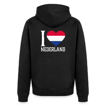 J'adore le cadeau Nederland - Veste à capuche bio Premium Unisexe - noir - Dos - Nico (187cm)
