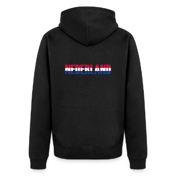 Nederland tricolor gift - Unisex Premium Organic Zip Hoodie - black - Back - Nico (187cm)